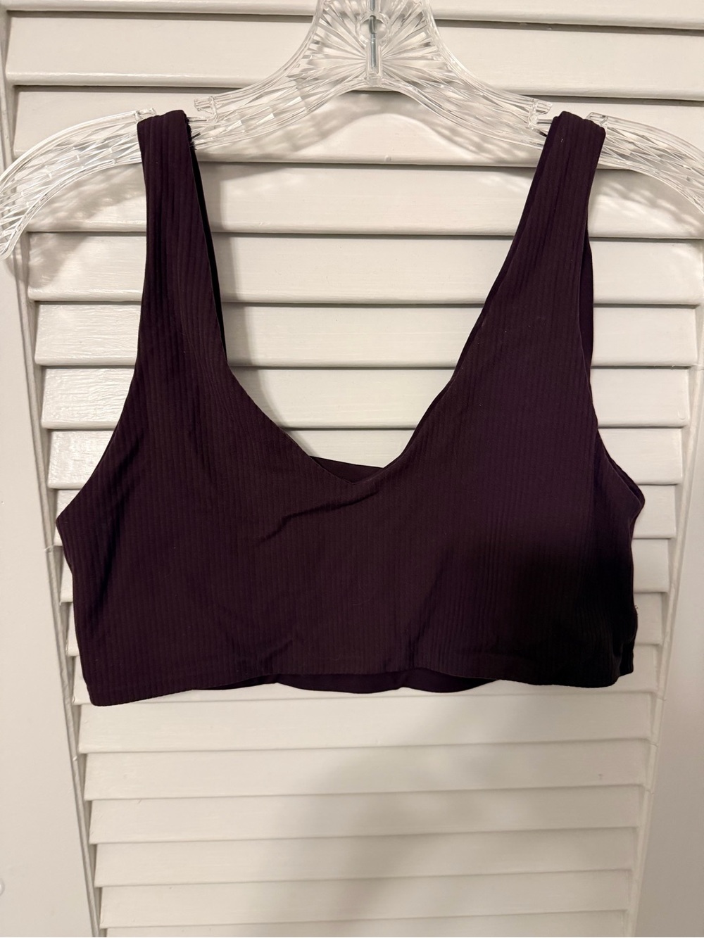 Aerie Ribbed V-Neck Bralette in Deep Plum